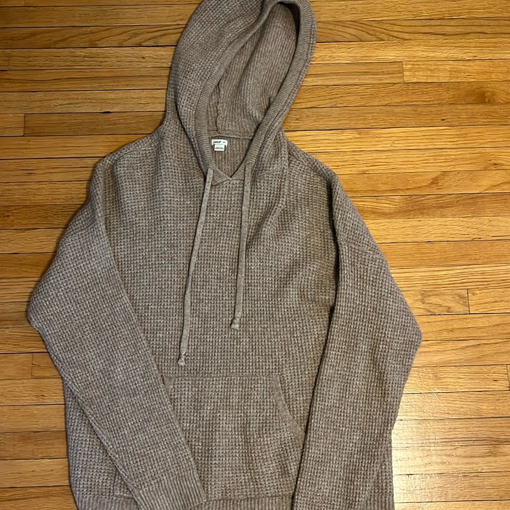 aerie beige knit sweater hoodie